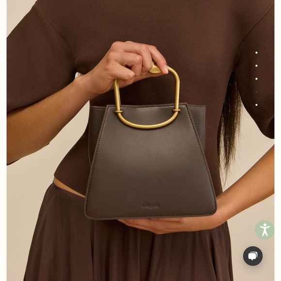 NEW Cult Gaia Maxine Top Handle Bag Luwak Dark Brown Leather - Picture 9 of 9